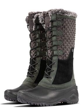 The North Face Shellista III Tall Winter Boots Black Dark Green Size 10.5